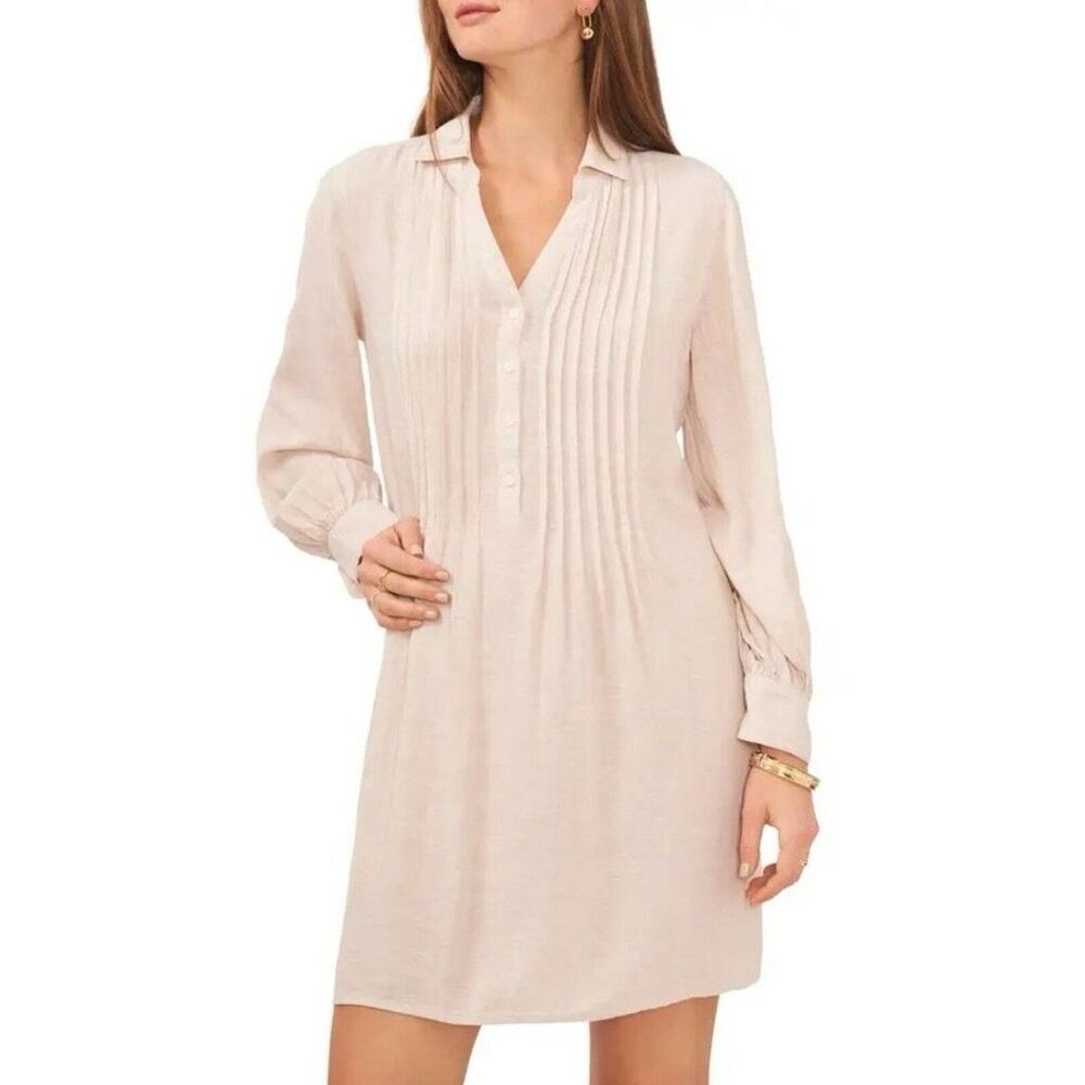 Vince Camuto Women's Pintuck Collared Popover Dress Size XS